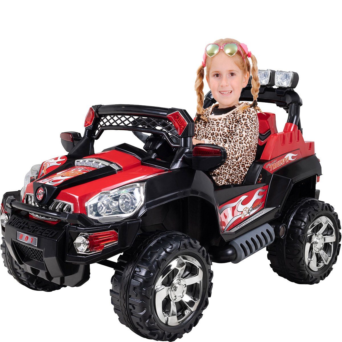 Actionbikes Motors Jeep 801, carro elétrico infantil com controle remoto, capacidade de carga de 40 kg (2 peças), brinquedo off-road para crianças a partir de 3 anos - freio automático