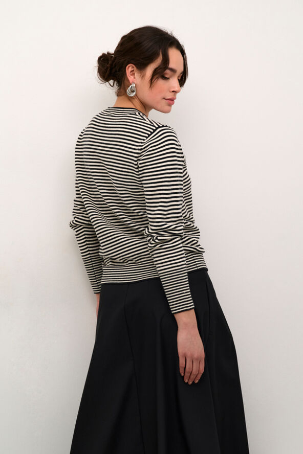 Kaffe KAnala Knit Pullover Chalk / black small stripe