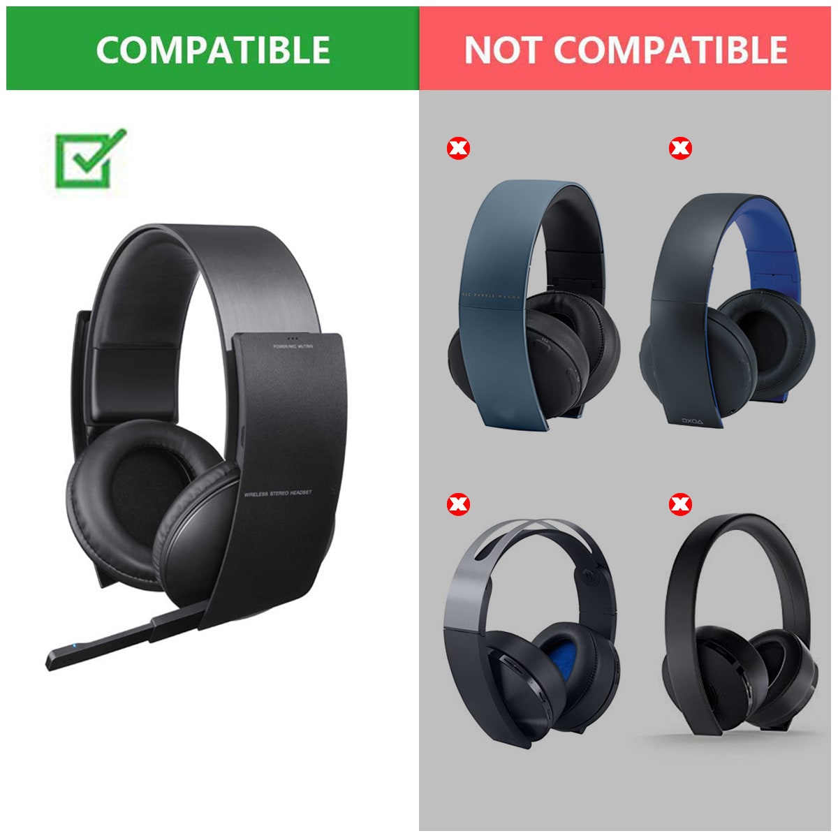 Erstatningspute for øreputer for Sony Wireless PS3/PS4/CECHYA-0080 Sort
