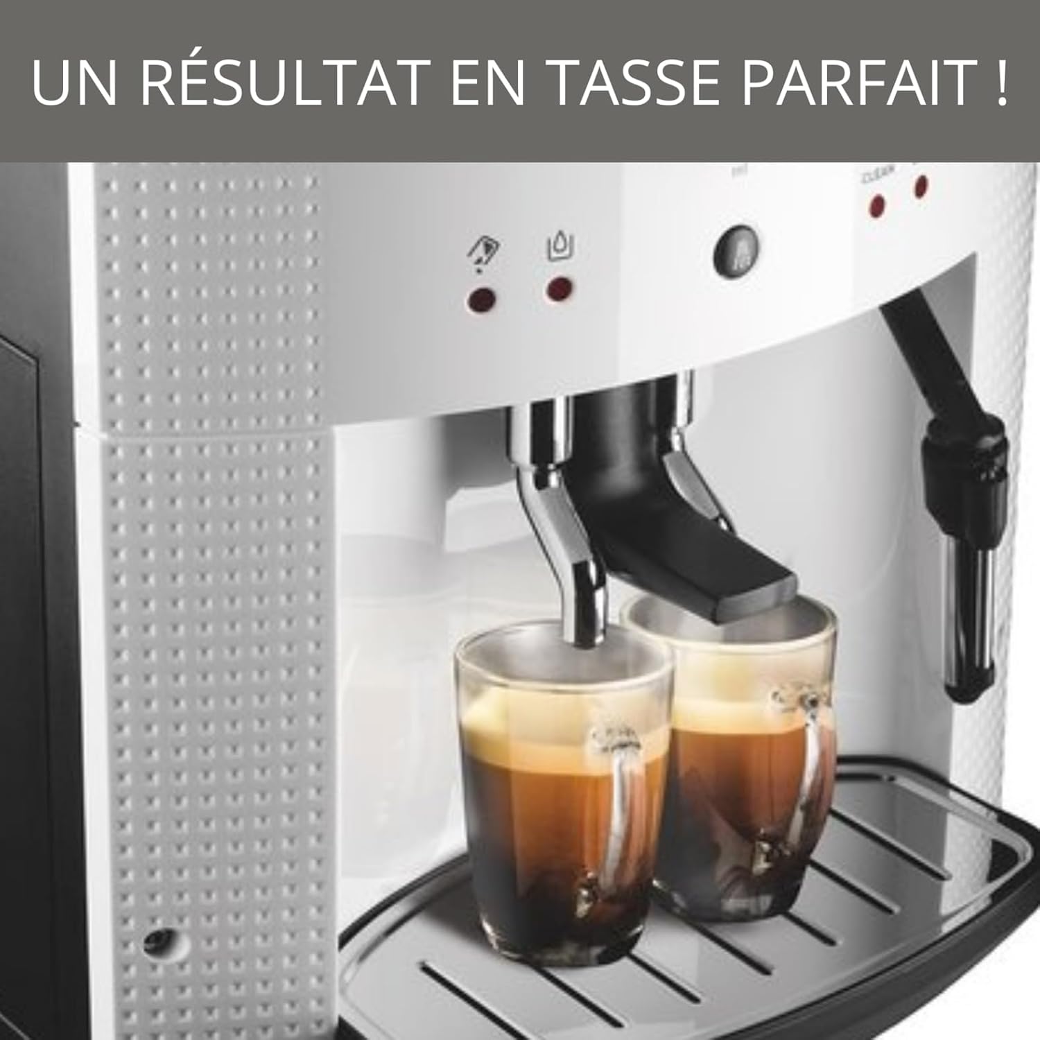 Krups Machine à café broyeur grain, 2 expresso simultanés, Nettoyage automatique, Buse vapeur Cappuccino, Essential blanche EA810570