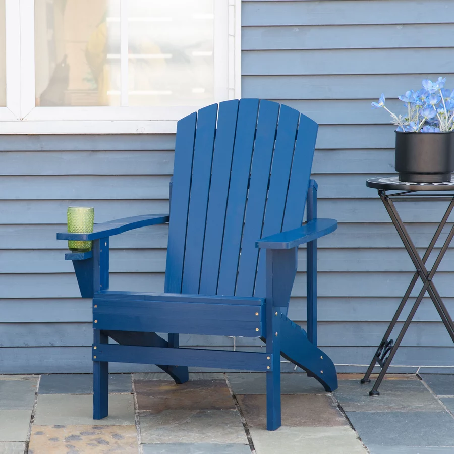 Outsunny Gartenstuhl aus Massivholz blau