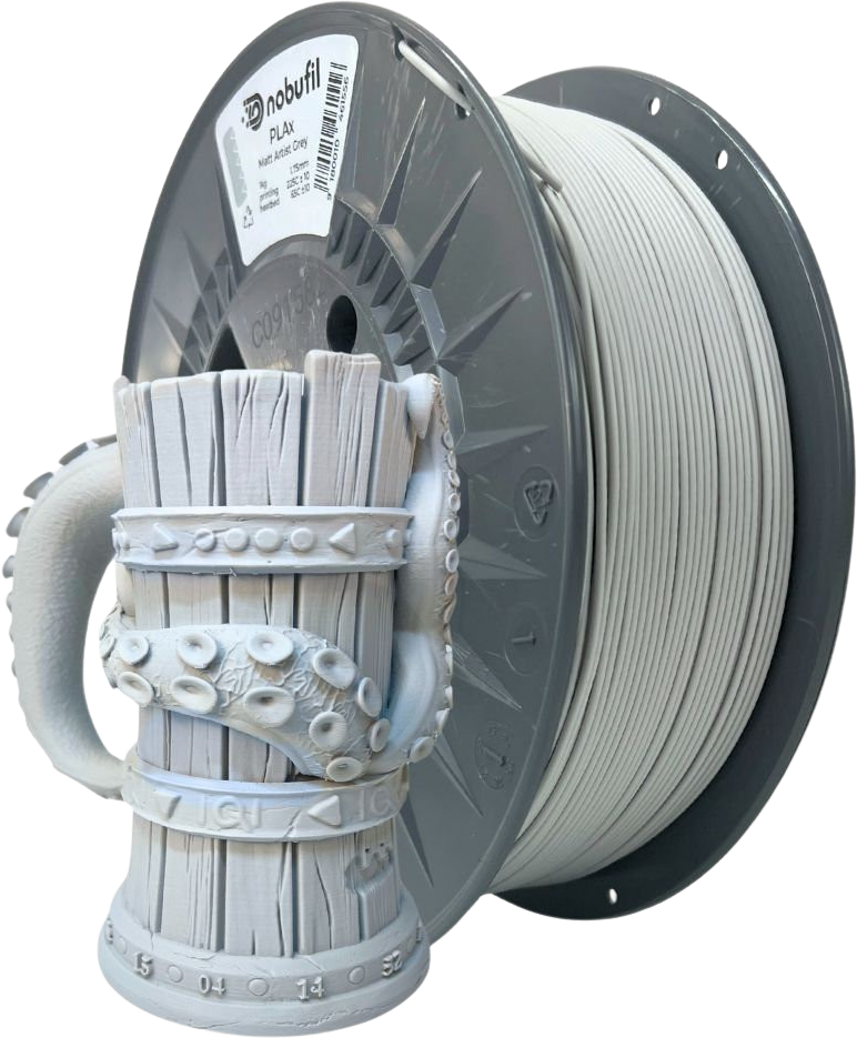 Nobufil  PLAx Matt Artist Grey, 1,75 mm / 1000 g    High Performance PLA für anspruchsvolle Anwendungen in Matt Artist Grey