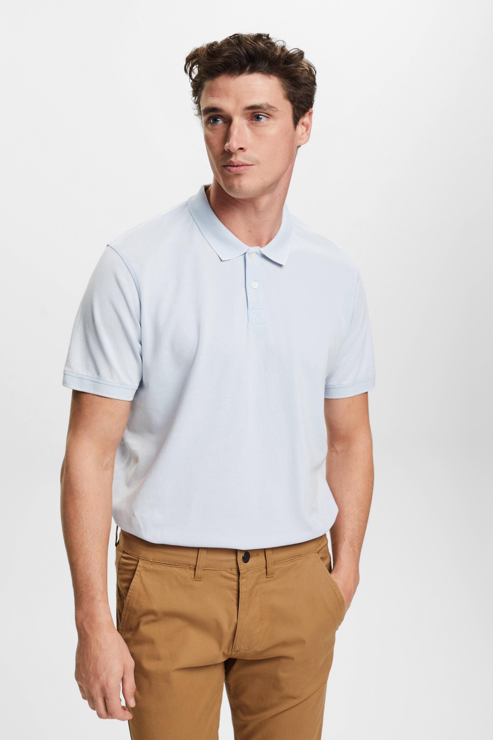Polo en maille piquée de coton, au délavage Stone washed