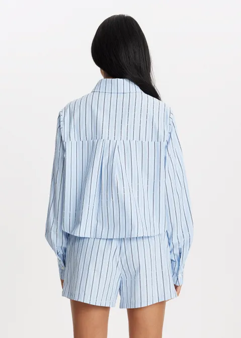 Gestreepte blouse met studs blauw (BLW.L)