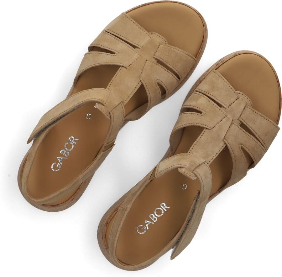 Gabor Dames Sandalen met hak 742 Beige Suède Plateauzool