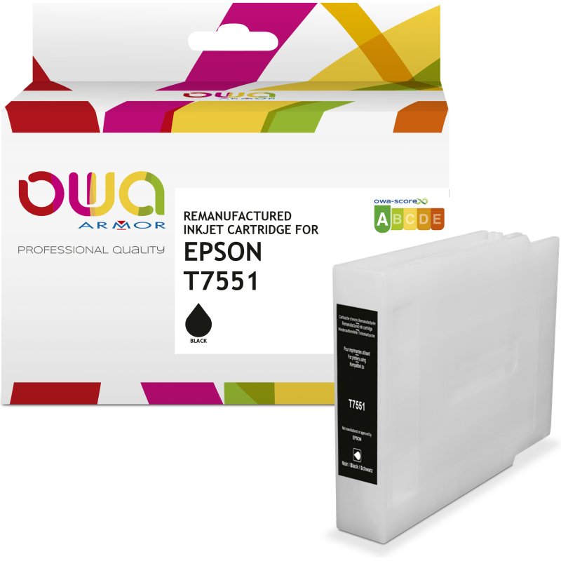 Cartouche d'encre remanufacturée OWA - haute capacité - Noir - pour EPSON T7551