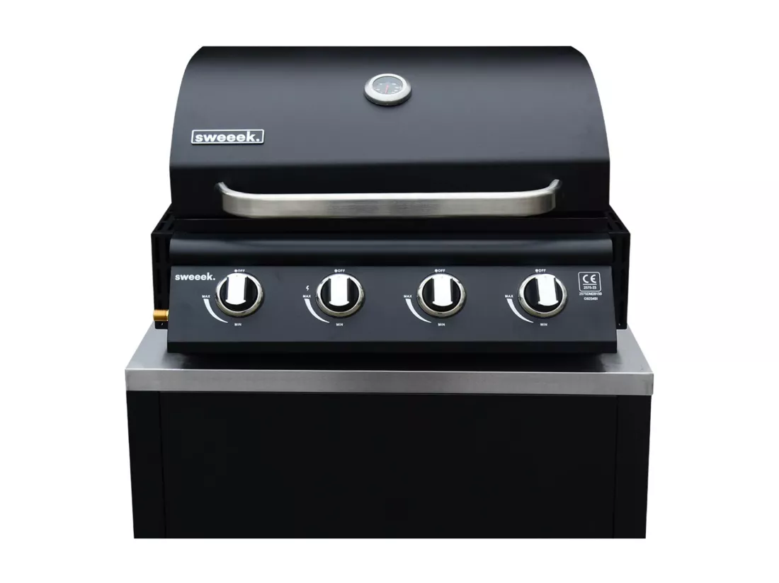 Barbecue à gaz avec 4 brûleurs à poser avec récupérateur de graisse