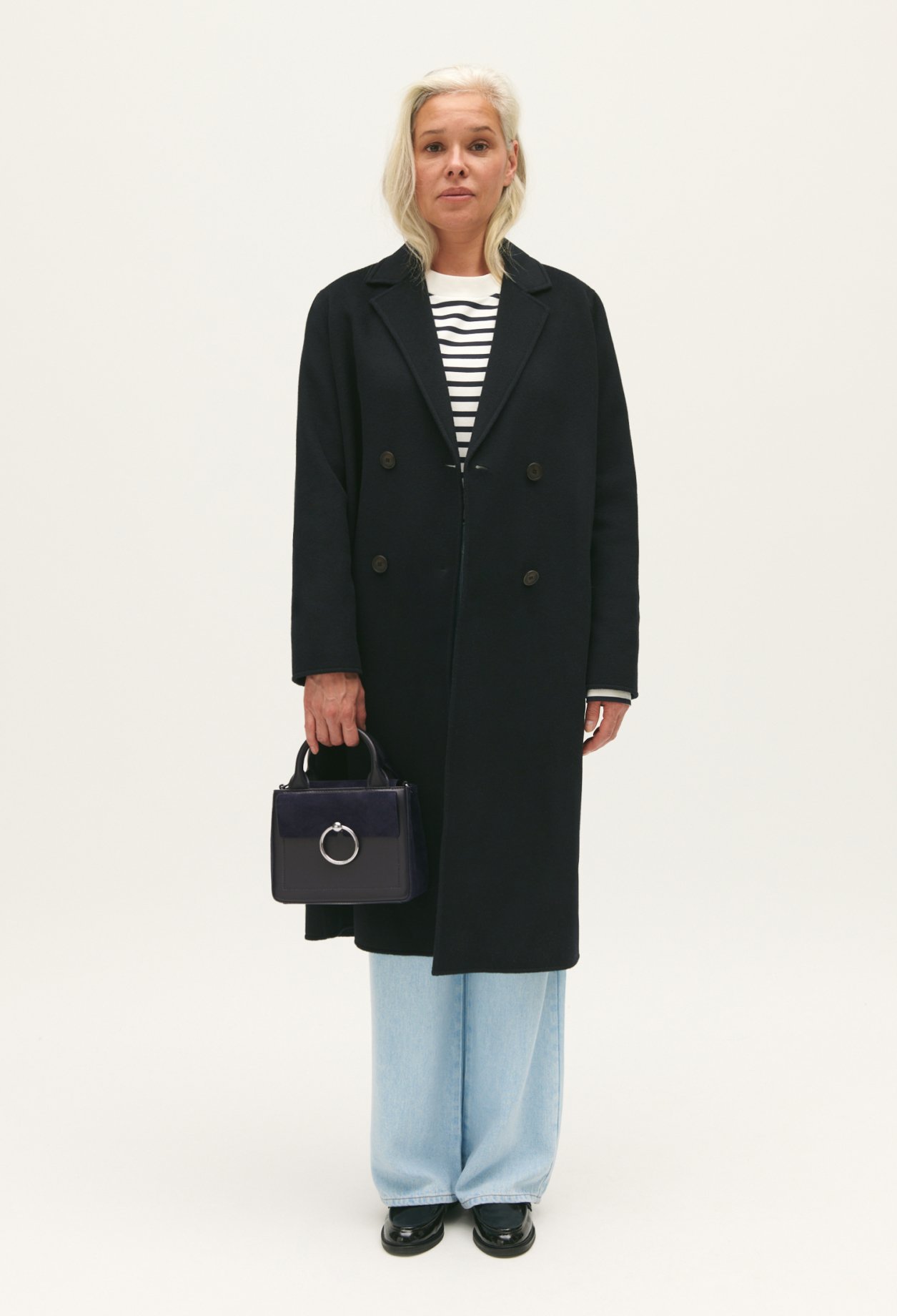 Sac Anouck cuir su&egrave;de bleu marine