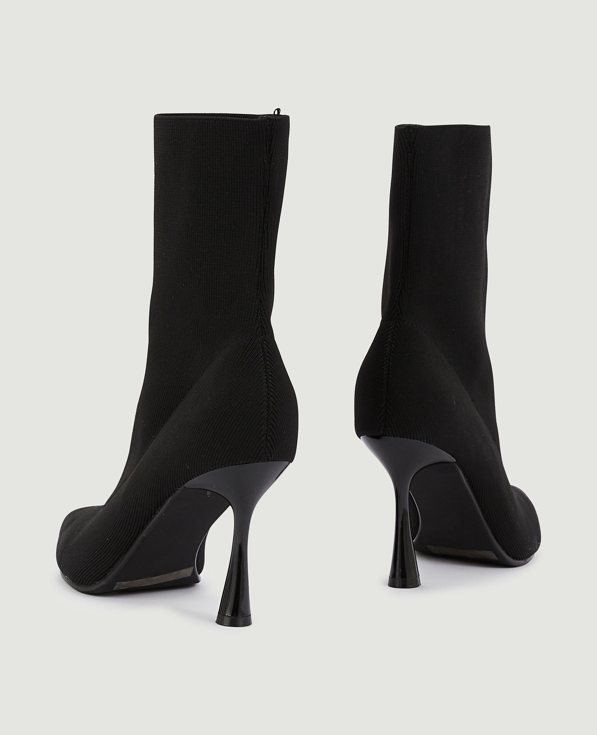 Boots pointues en maille textile extensible - Noir