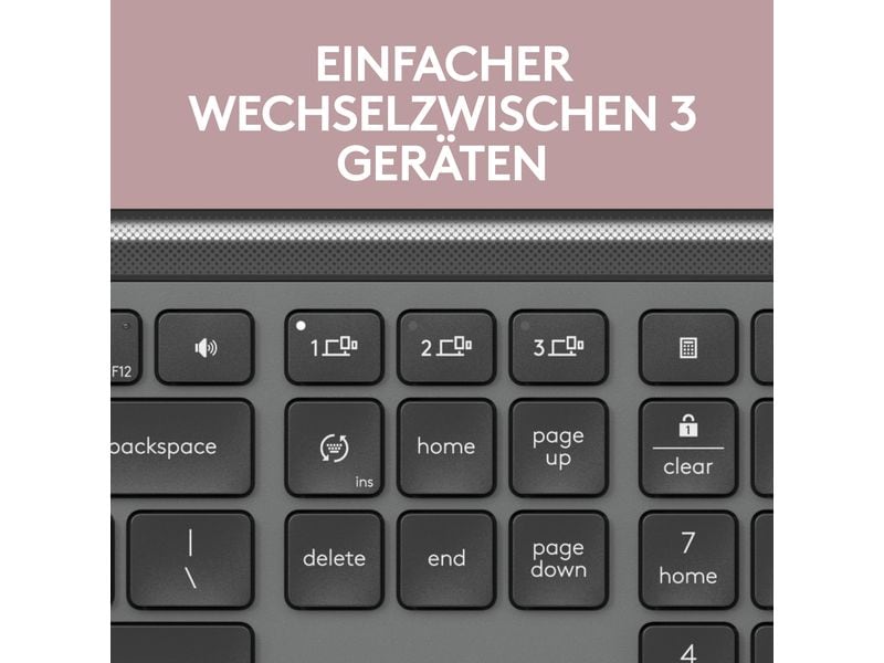 Logitech Tastatur-Maus-Set MK950 Signature Slim Combo for B Kabellose Tastatur/Maus-Kombination mit Laptop-ähnlichem Tippen, superschnellem Scrollen und Umschalten zwischen mehreren Geräten.