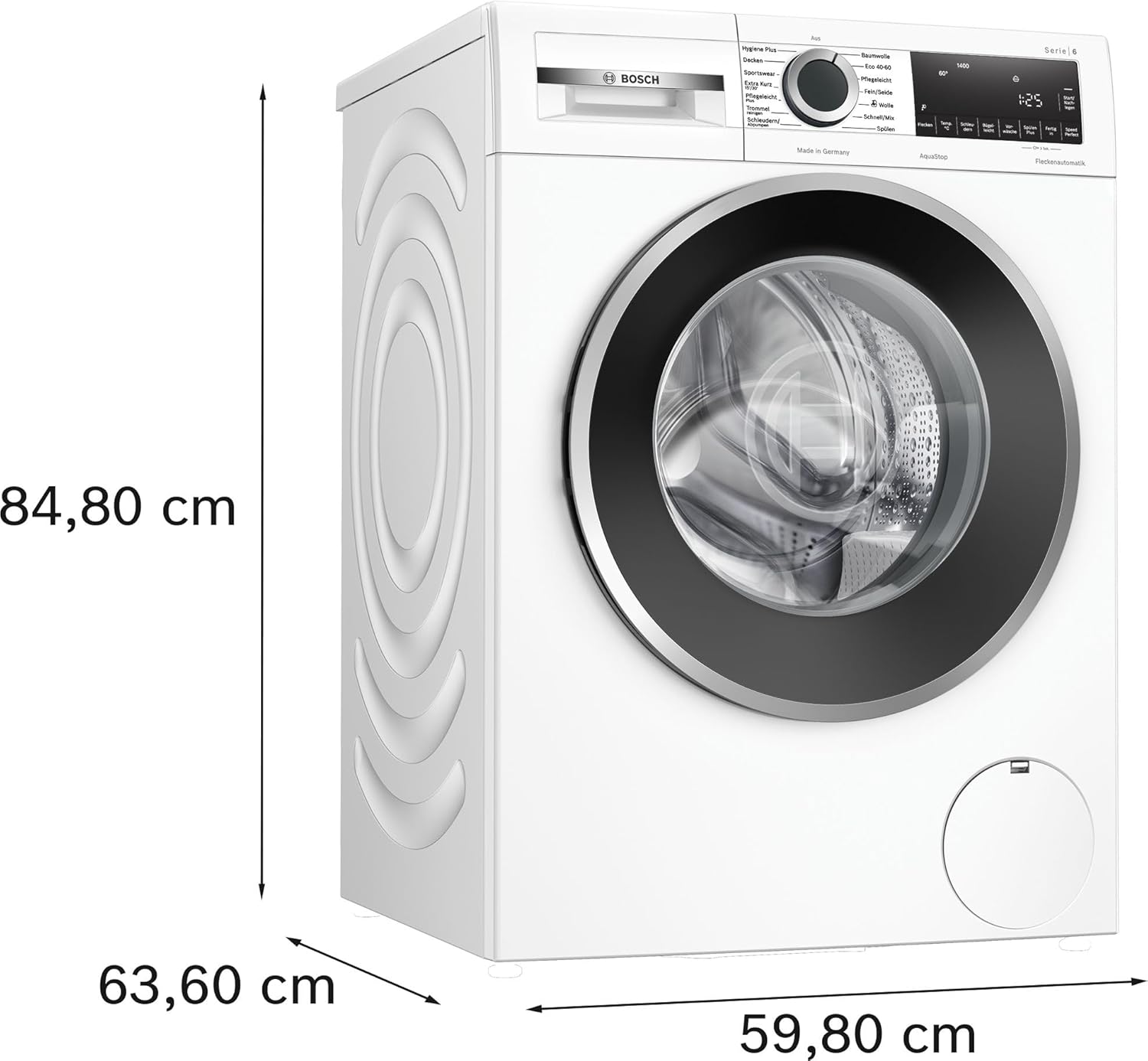 Bosch WGG244140 Serie 6 Frontlader Waschmaschine 9 kg, 1400 UpM, Made in Germany, extra schnelle Wäsche, Fleckenautomatik, Nachlegefunktion, Active Water Plus, AquaStop, Weiß