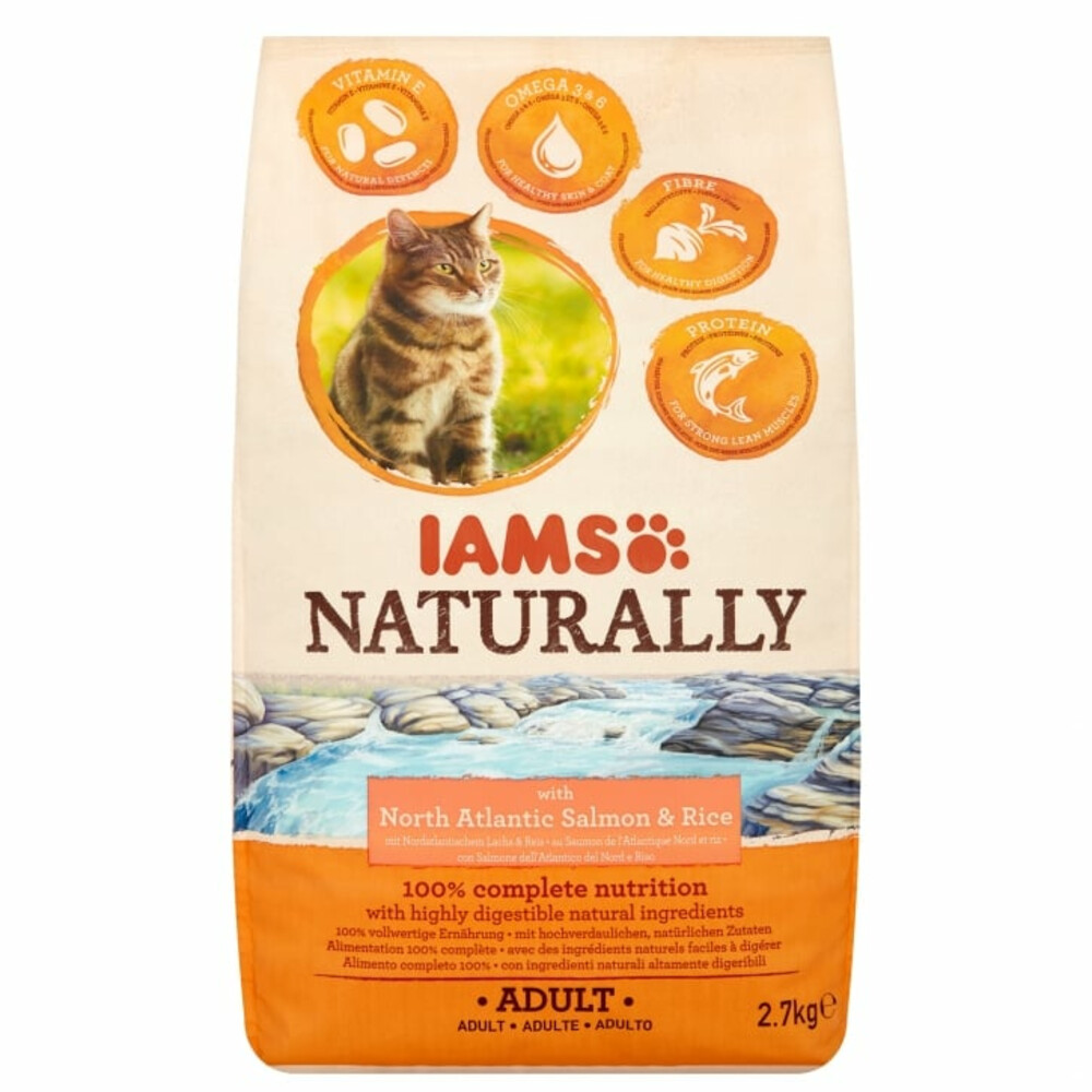 Iams Naturally Kat Adult North Atlantic Zalm & Rijst2,7 kg