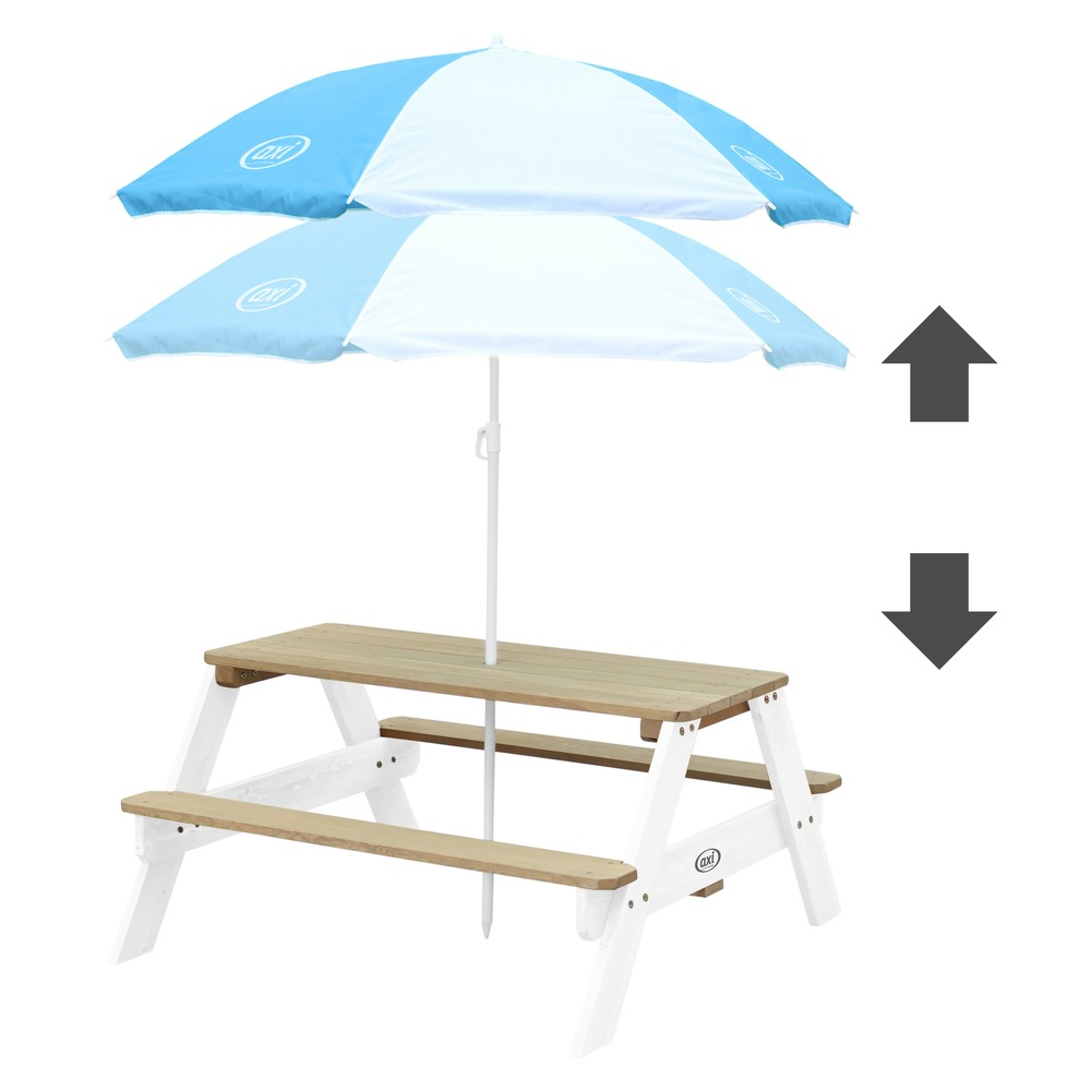 Axi nick table pique nique avec parasol marron / blanc
