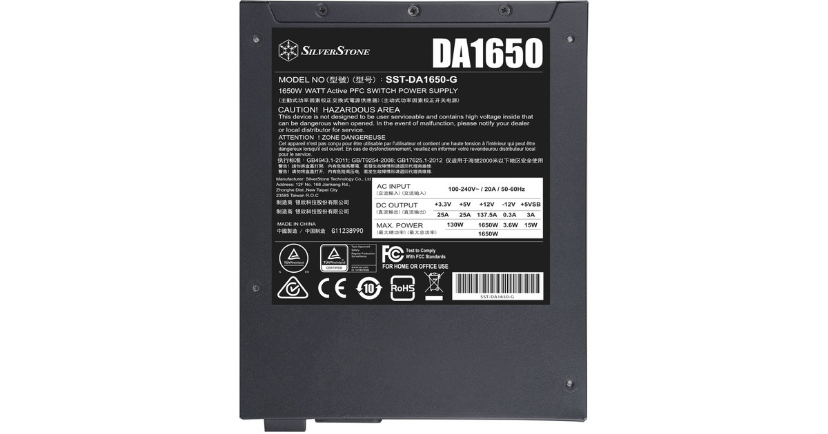 SilverStoneSST-DA1650-G, modulaire 1650 watt voeding   (Zwart, 12x PCIe)