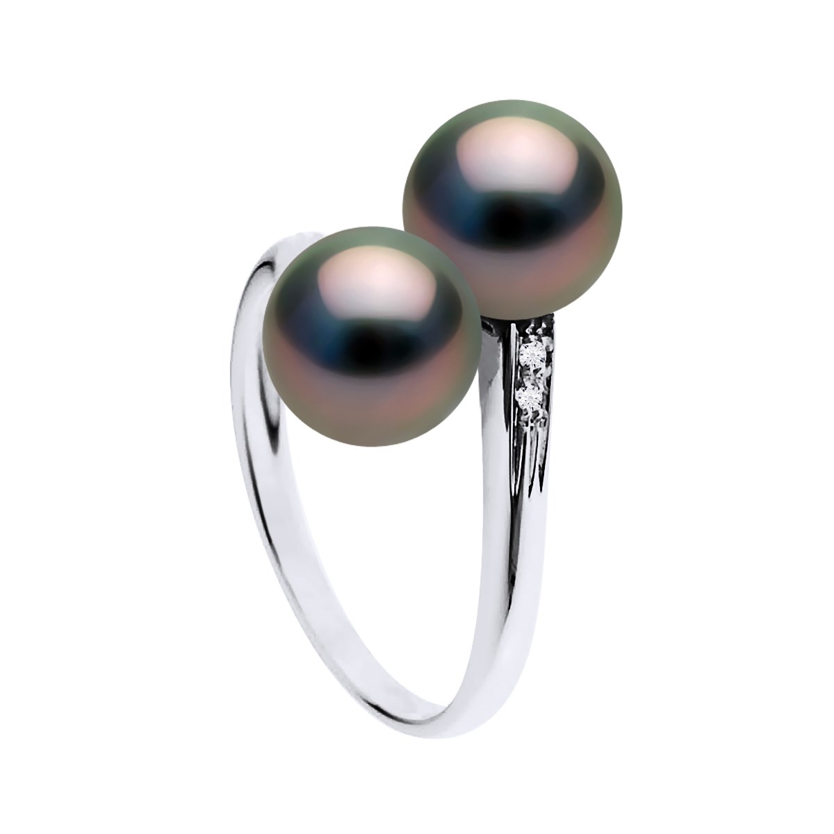 Bague Stella Jonc Perle de Tahiti 8-9 mm & Diamant - Or Blanc
