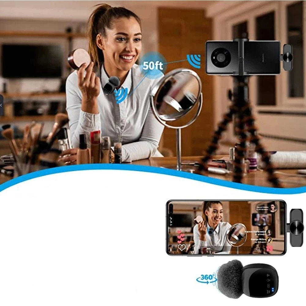 Kabelloses 360° Lavalier Mikrofon für iPhone / iPad mit Lightning Anschluss   Rauschunterdrückung für Livestreams / Interview / Podcast