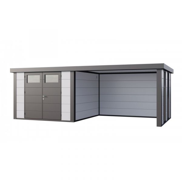 Telluria Abrigo de Jardim Metálico NH8 com Apoio Grande e Janelas à Direita Branco (298 x 298)   (344 x 298) Aço Galvanizado