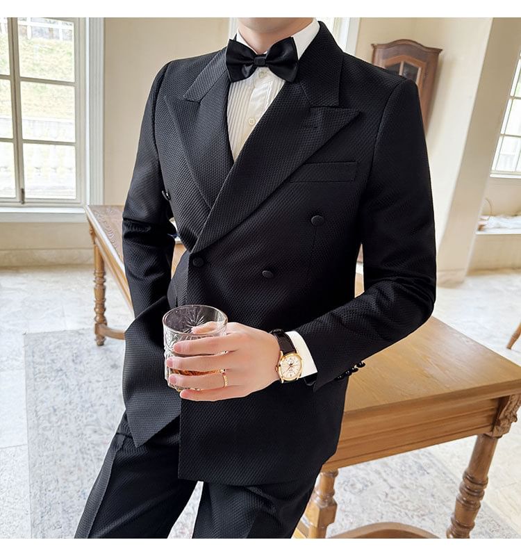 Deepwood - Dubbelrijs effen blazer / pantalon / set