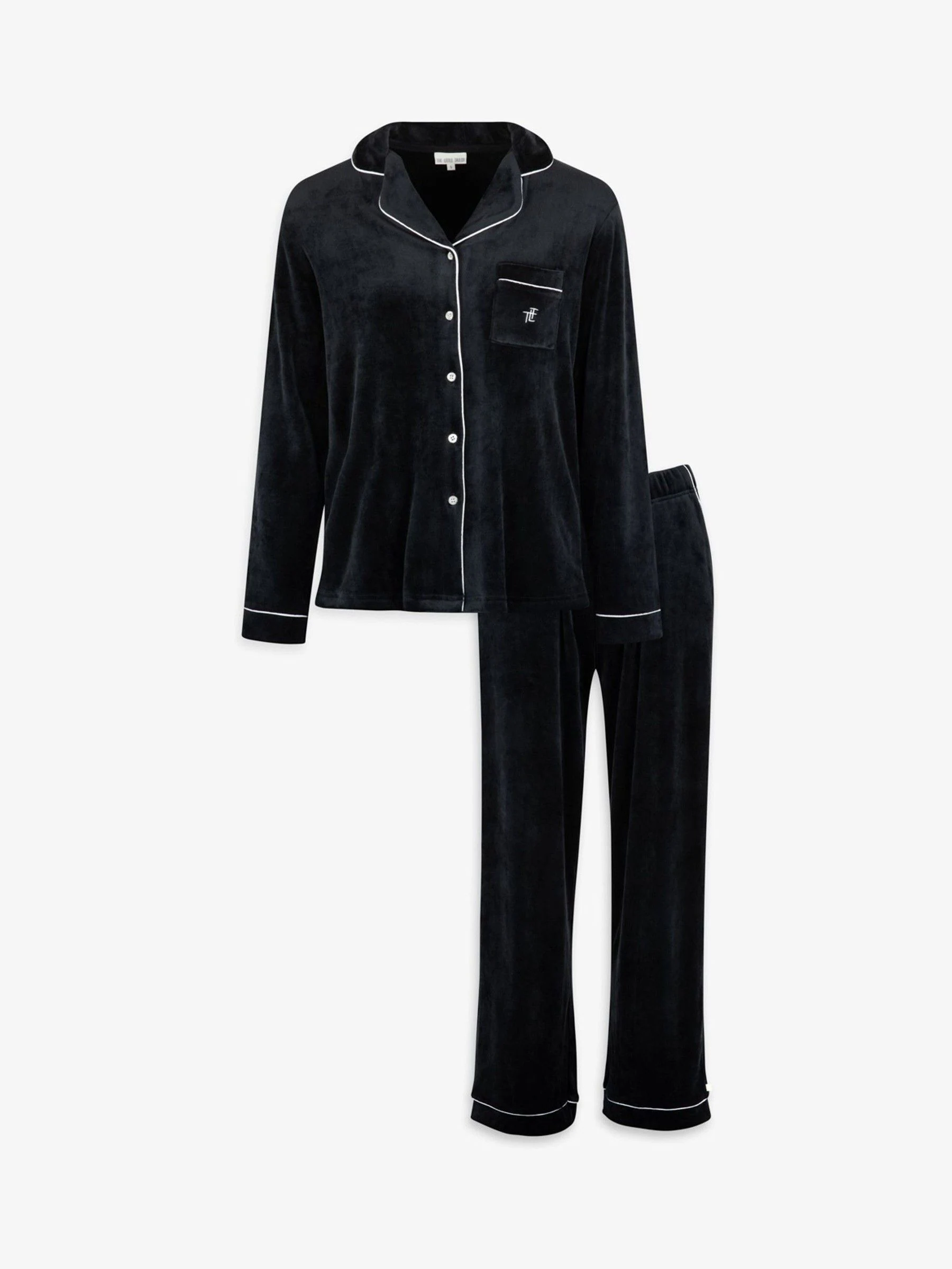 Zwart - The Little Tailor luxe kerstpyjama van zacht aanvoelend velours