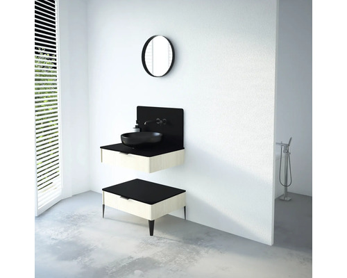 Wandpaneel boven wastafel Devo Lotos BxHxD 66x40x1,7 cm perfect touch zwart mat