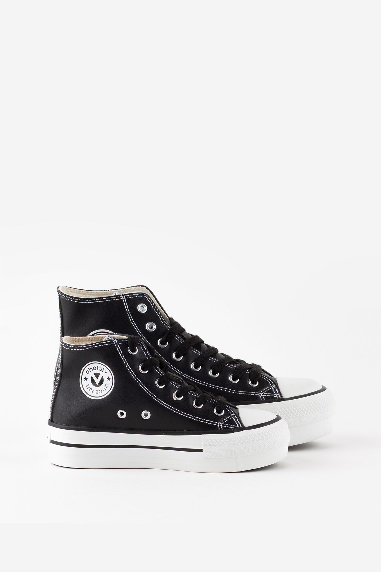 Bota de cano alto com efeito de couro