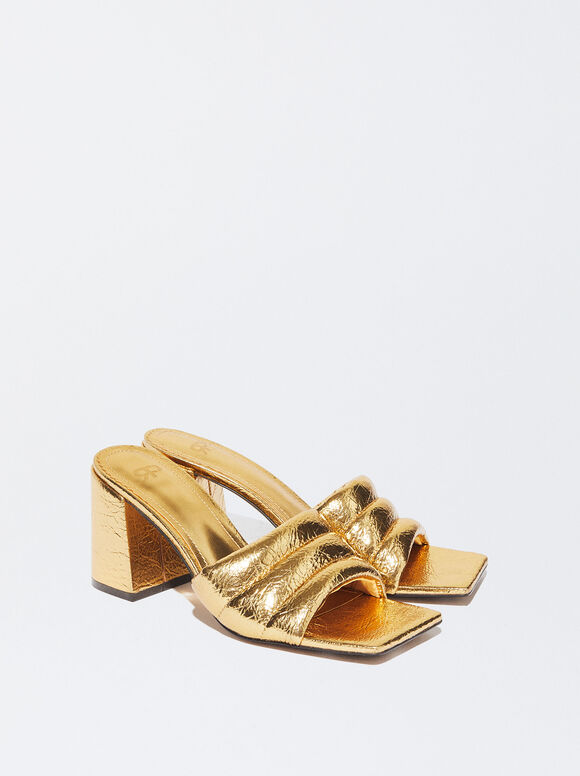 Sandalia Tacón Metalizada - Dorado