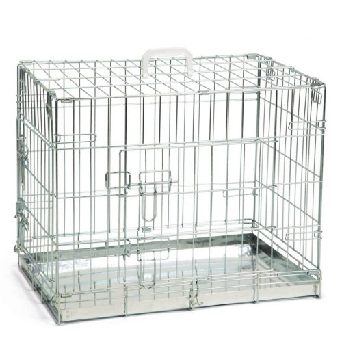 Gaiola galvanizada para cães, cor prata