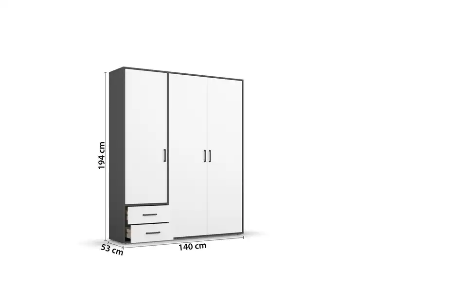 Drehtürenschrank Absetzung: Grau 140 cm 3 Stück