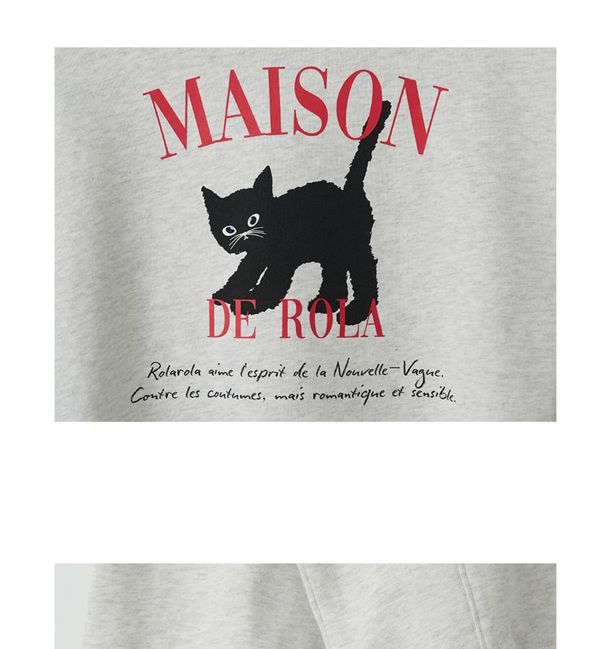 rolarola - Sweatshirt met kattenprint (Mélange Gray)