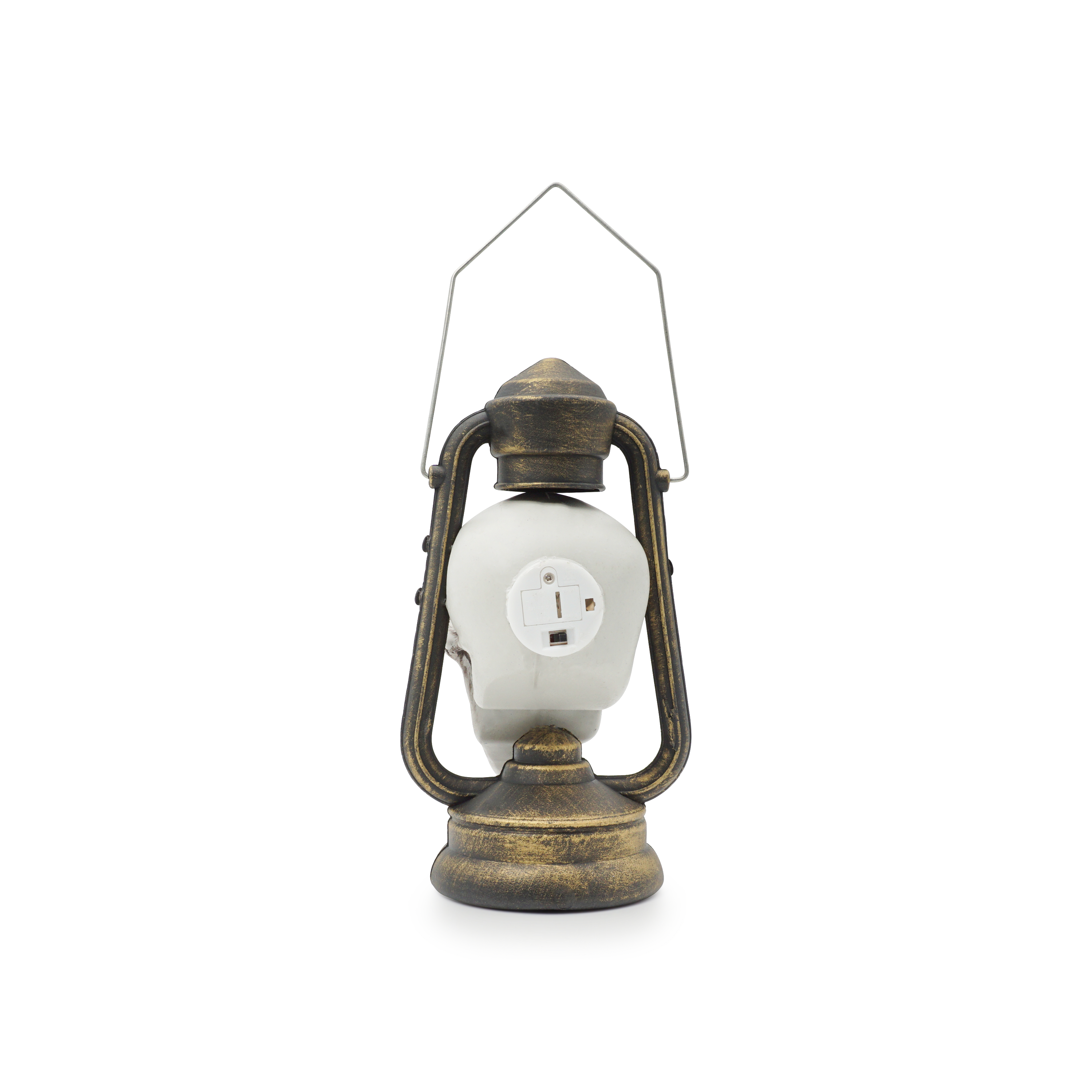 (30x14cm) LED Grusel Totenkopf Laterne Halloween Skelett Lampe Home Deko Party Stimmungsleuchte (Batteriebetrieben) - Blau / Gelb