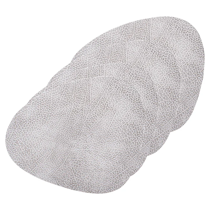 Lind DNA - Tischset Curve L, Hippo weiss - grau (4er-Set)
