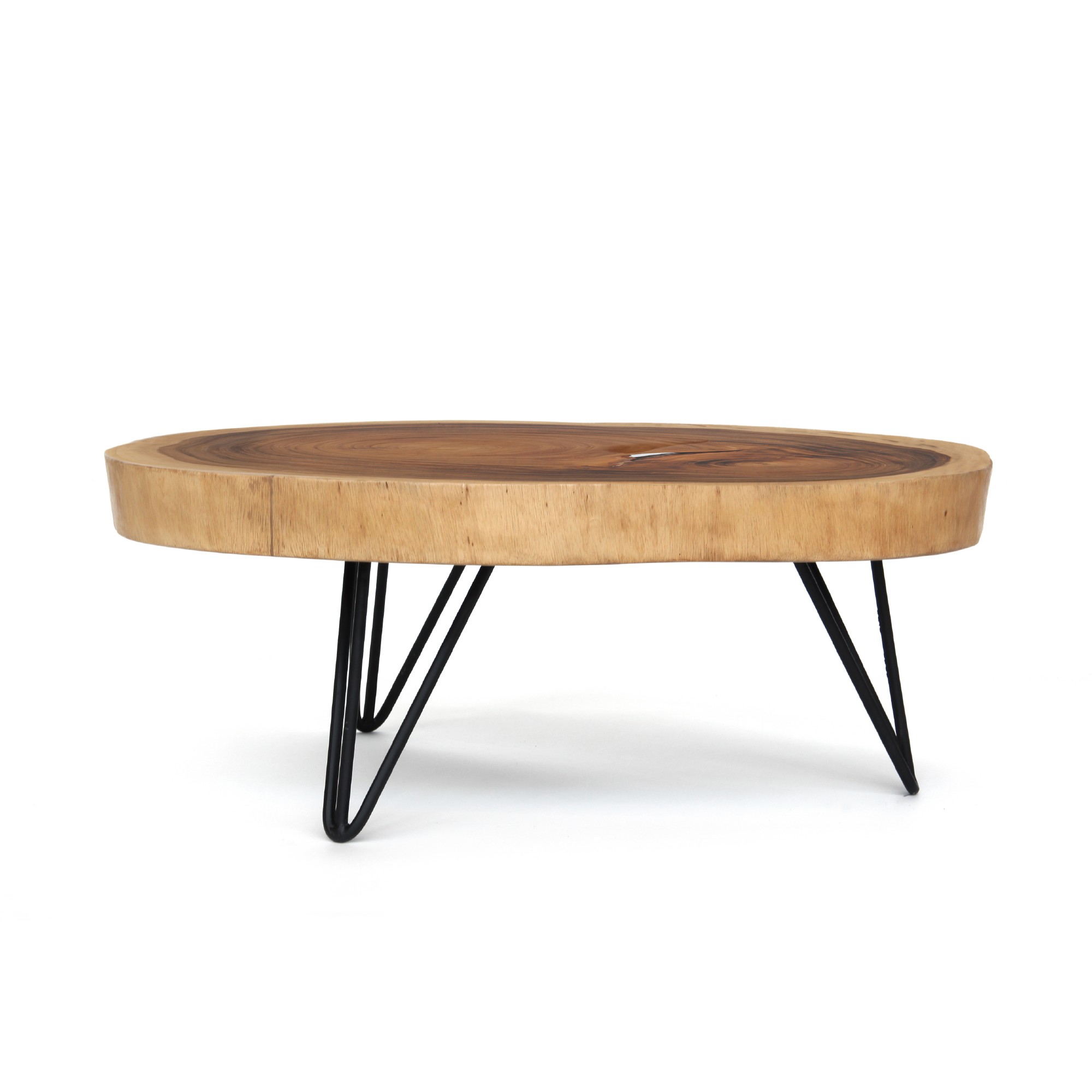 Couchtisch, massive Tischplatte, Akazie, natur, T ca. 80 cm, B ca. 100 cm, H 35 cm von fischer's lagerhaus