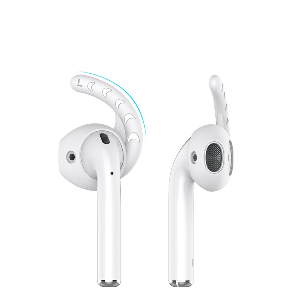 (4-tlg. Set) AirPods (1. & 2. Generation) / Earpods Silikon Ohrbügel Haken Halterung   Case Silikon Hülle - Weiss