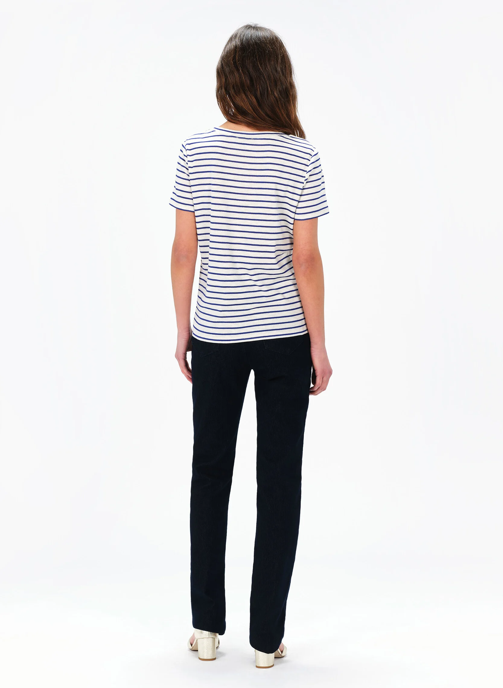 TPENNY - Tee-shirt col rond rayé en coton mélangé | Bleu