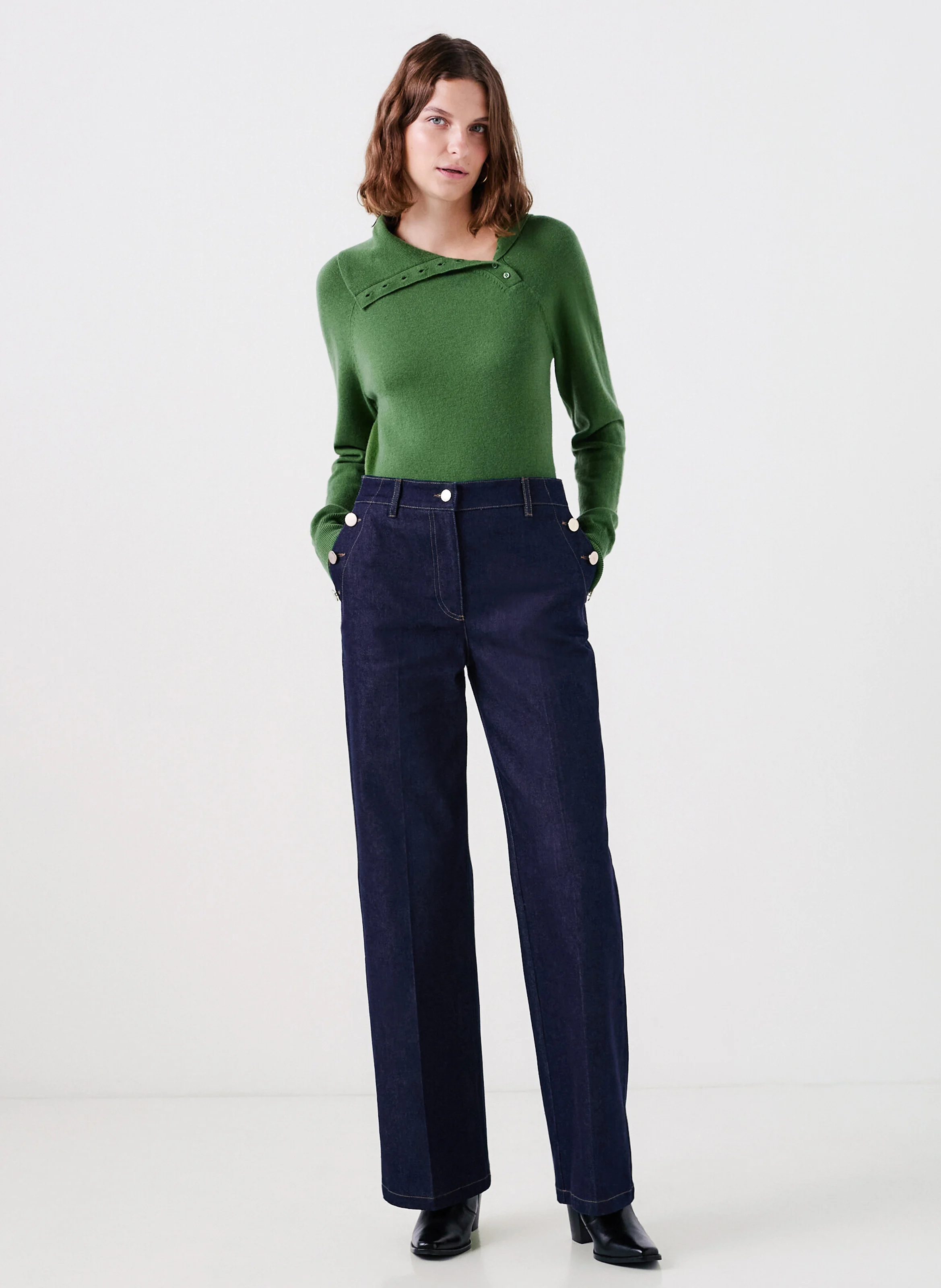 MELISSANDRE - Pull col à revers en laine | Vert