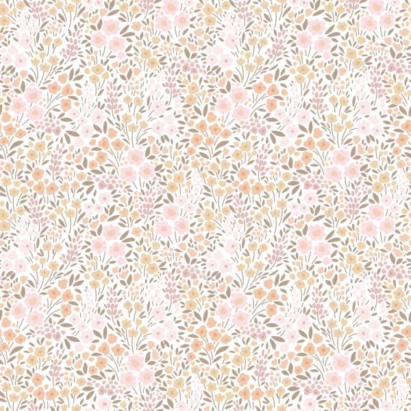 Estahome Bloemetjes Behang - 0,53 x 10,05 m - Roze/Beige