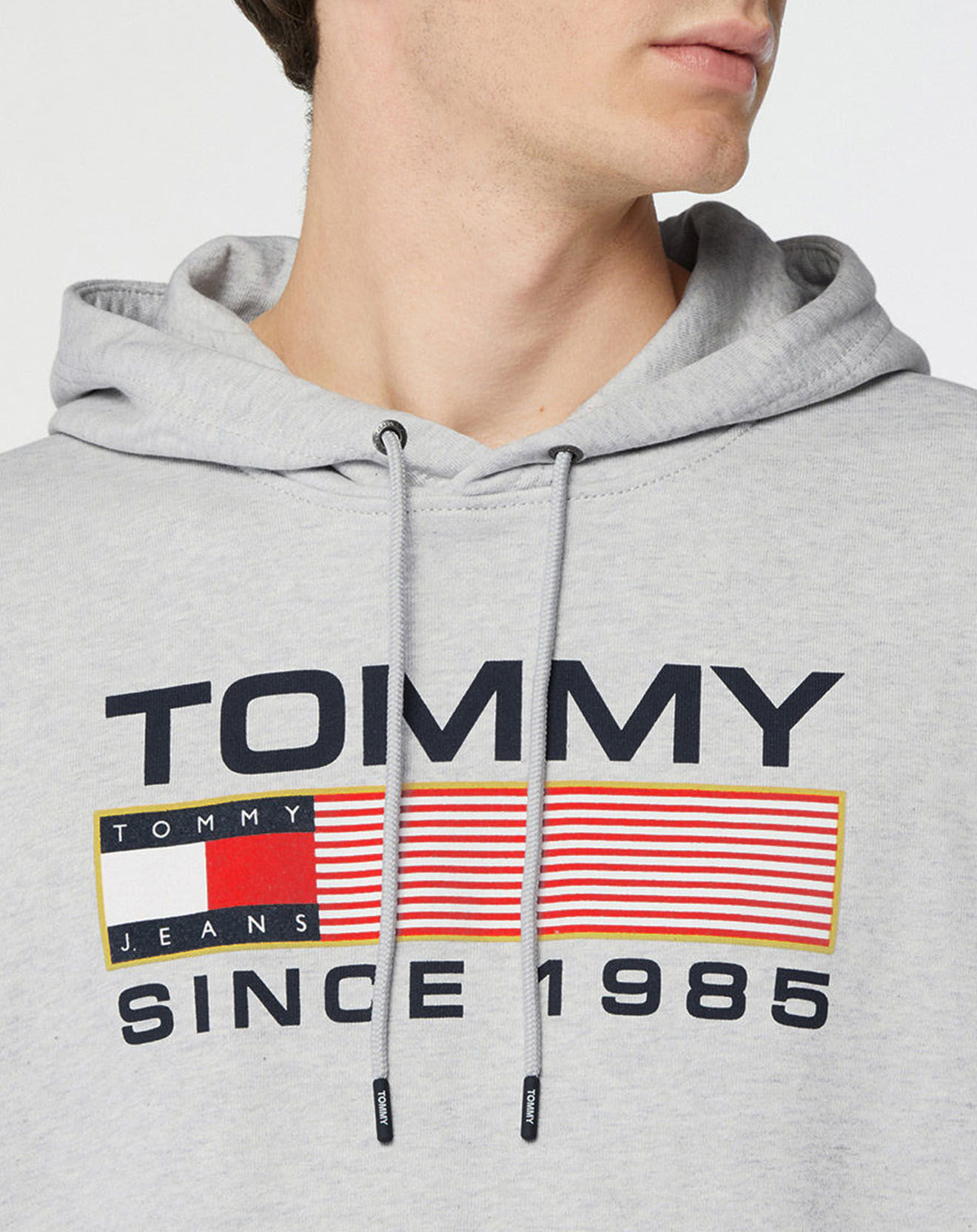 Tommy Jeans Sweat à capuche Athletic logo gris clair