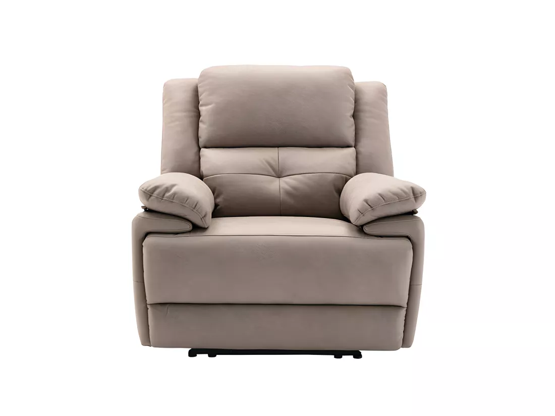 Canapé 3 places et fauteuil relax électrique en tissu taupe DOLENE