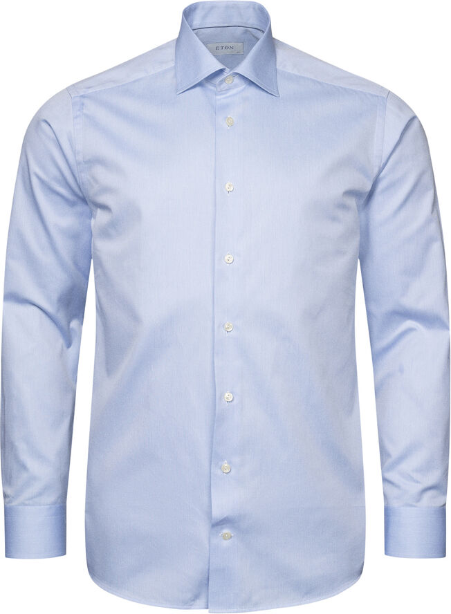 ETON Contemporary Fit Blue Semi Solid Signature Dobby Shirt Blå