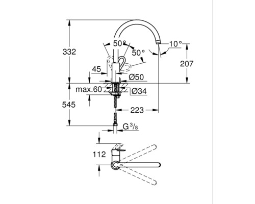 GROHE keukenkraan BAULOOP chroom 31368001