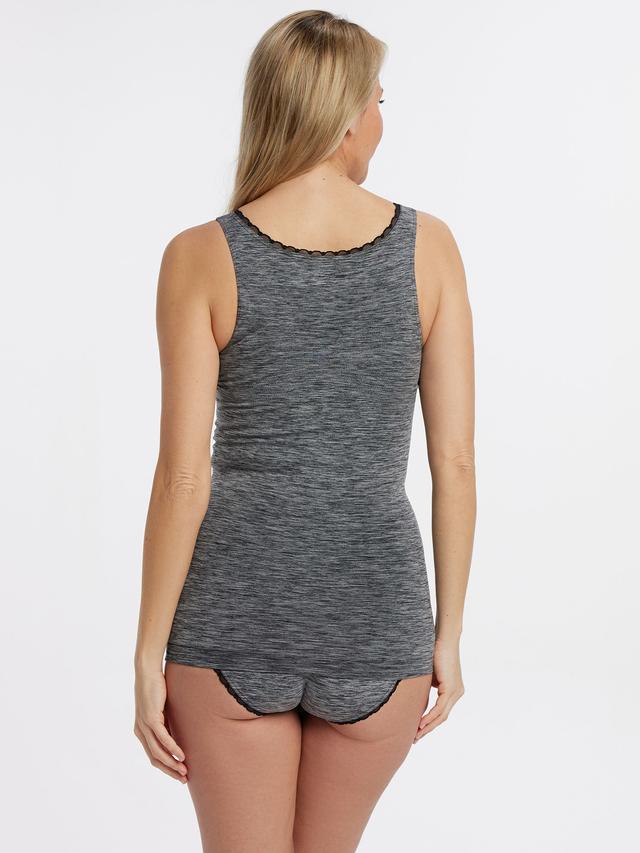 Melange Shaping-Top mit Spitzenlitze