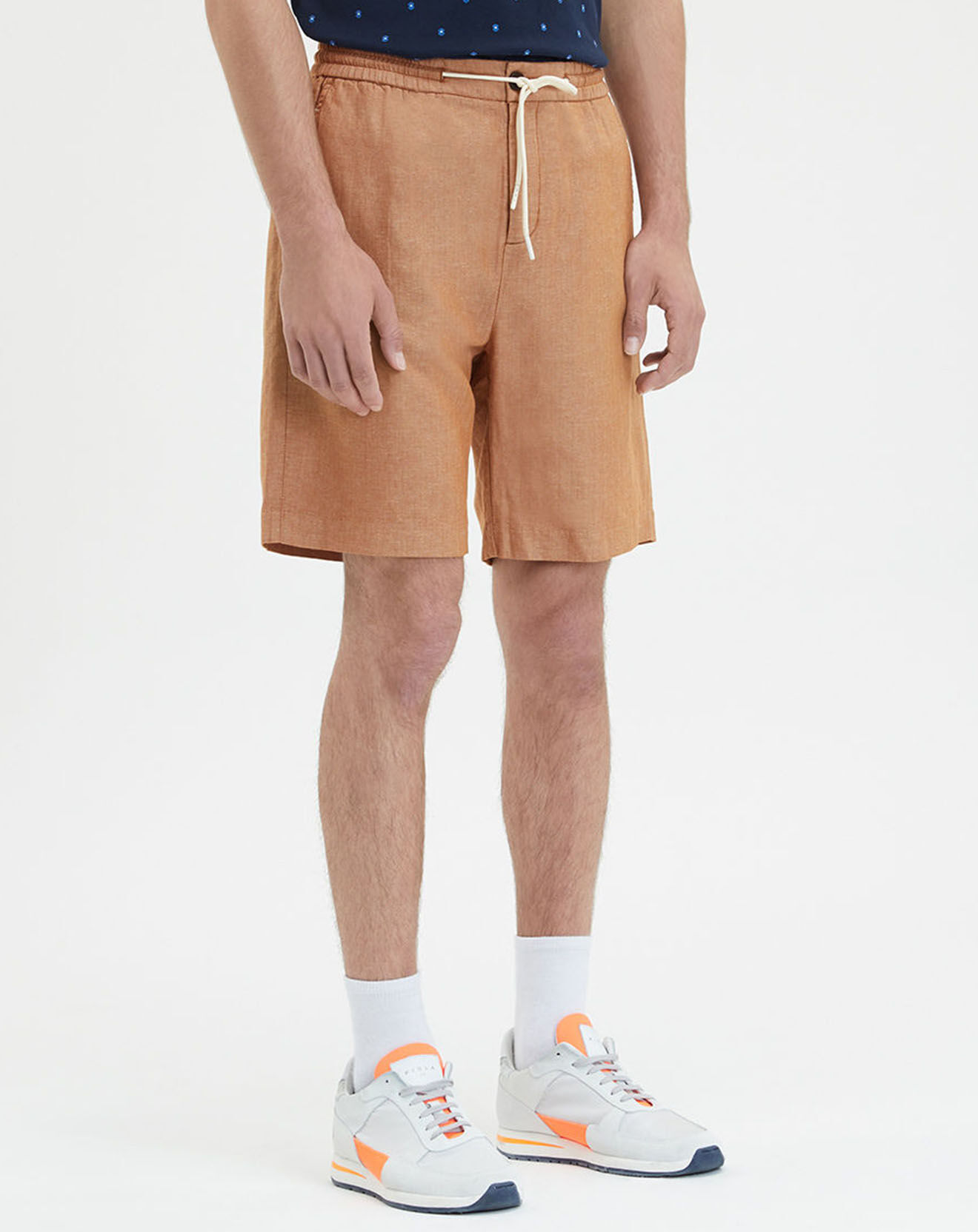 Scotch & Soda Bermuda en Coton bio & Lin Regular Fit marron clair