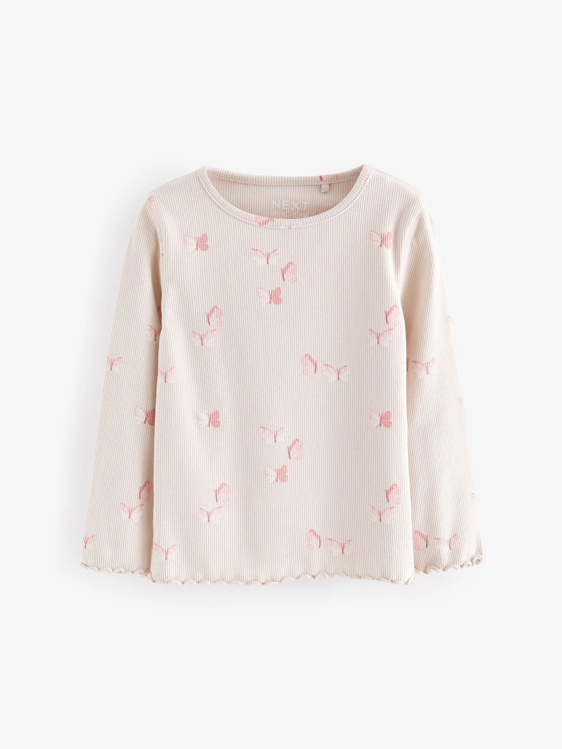 Roze - Verpakking van 5 geribbelde tops met lange mouwen (3mnd -7jaar)