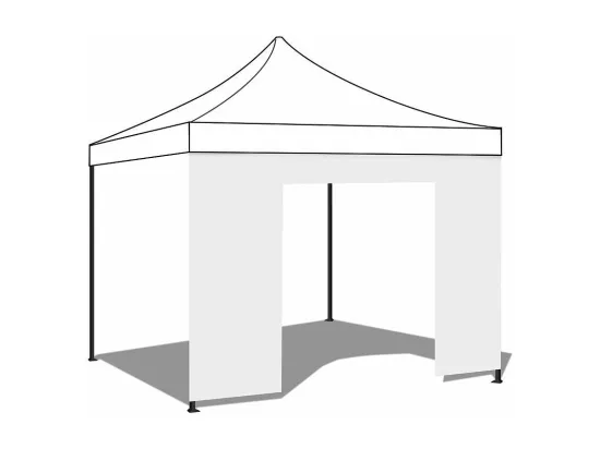 Couverture latérale blanche imperméable 3x2m avec porte enroulable pour tonnelle pliable 3x3m