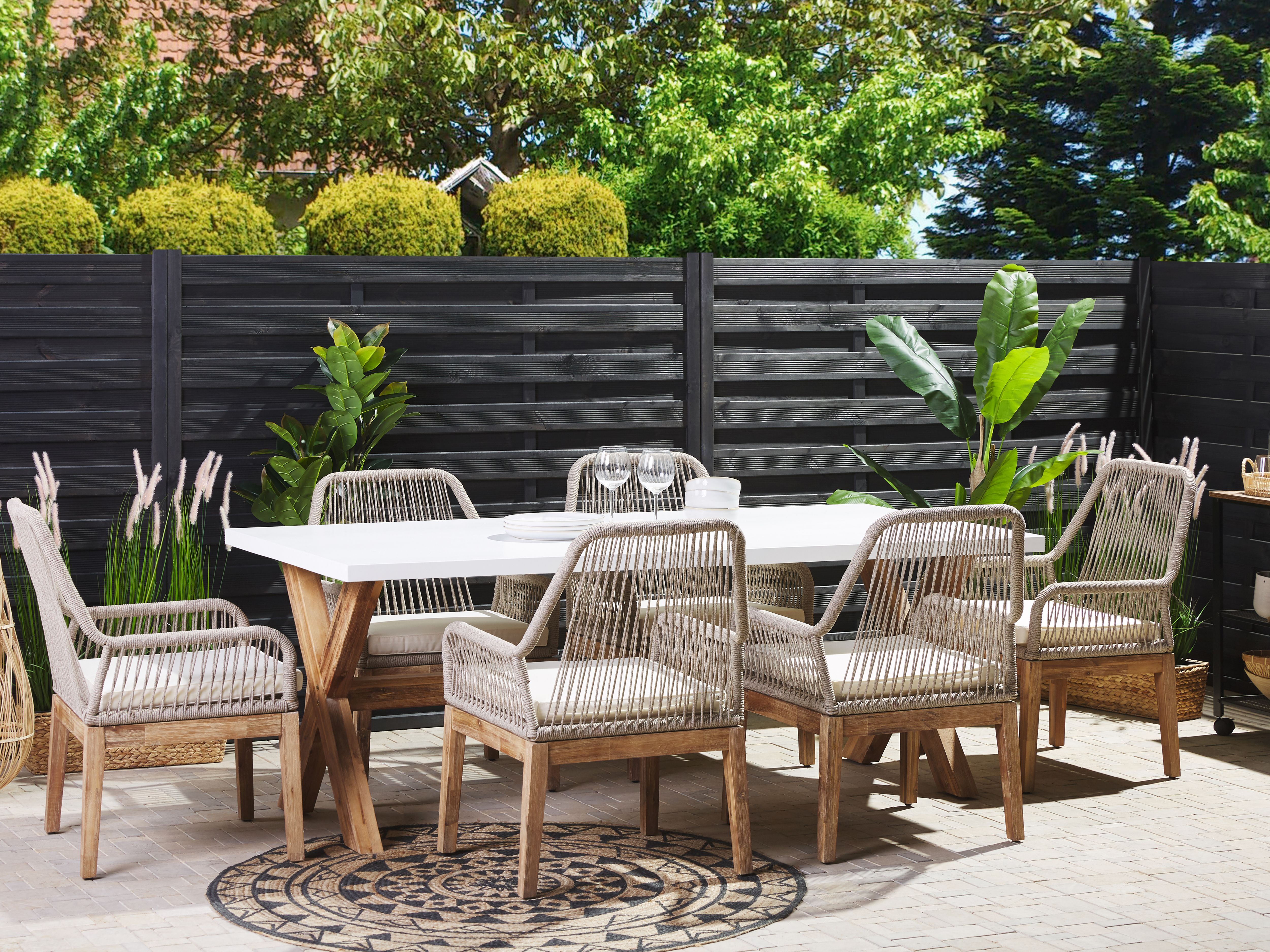 Tuinset 6-zits OLBIA met kussens Beton Beige