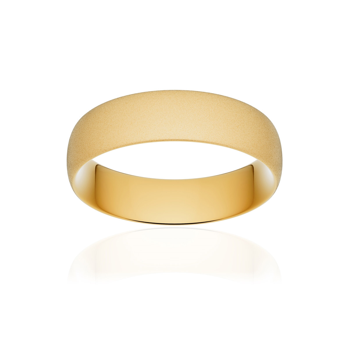 Alliance or 750 jaune sablé demi-jonc confort 6mm