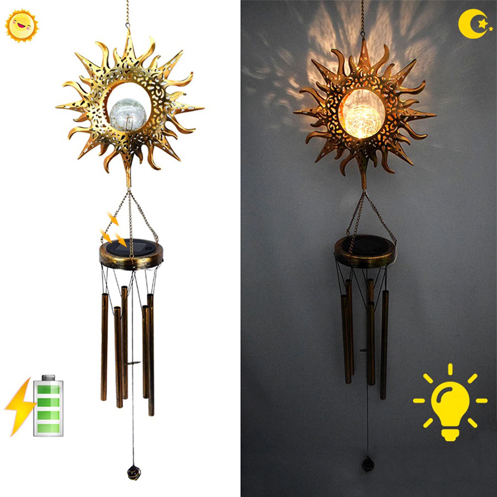 LED Solar Outdoor Licht Windspiel Gartenleuchte Mond Design Wasserfest (IP65) - Warmweiss