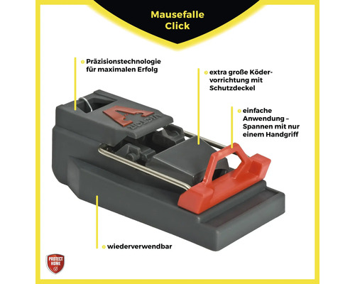 Protect Home Click Muizenval - Kunststof Muizenval voor Gifvrije Muizenbestrijding - 3 Stuks
