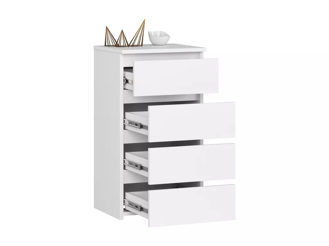 Commode AKORD CL4 Blanche 40 cm 4 tiroirs façade Blanche 40x35x74 cm