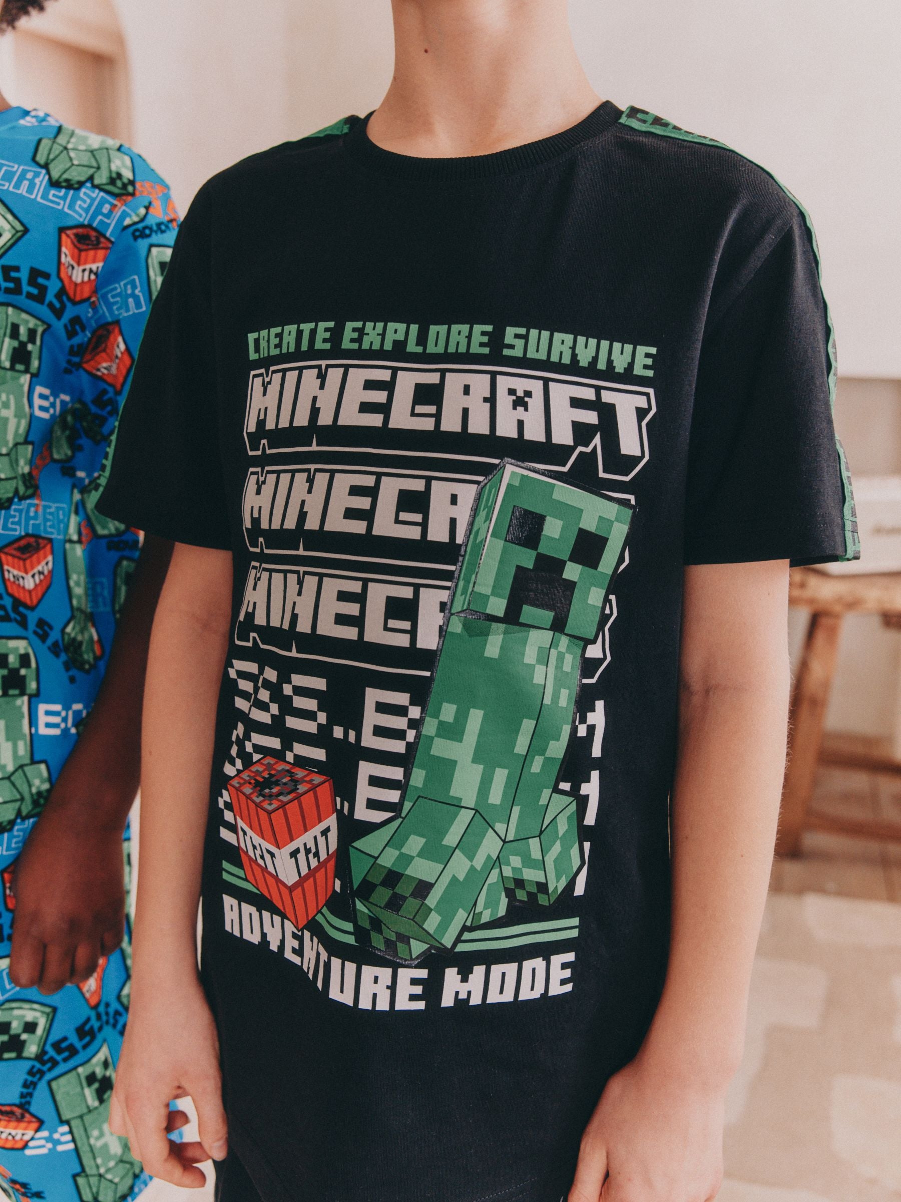 Groen/zwart - Gelicentieerde Minecraft korte pyjama's verpakking van 2 (5-14jr)
